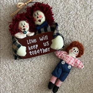 Raggedy Ann and Andy stuffed Ornaments- EC-SFH